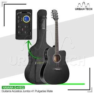 Guitarra Electroacústica Jumbo Havana / Scorpion 41 Pulgadas Q41 Negro Mate