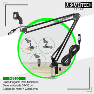 Brazo Plegable Para Micrófono + Cable 3mts NB35C