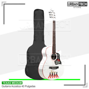 Guitarra Acústica Texas 40 Pulgadas Blanco Brillante The Beatles