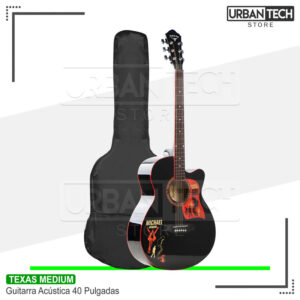 Guitarra Acústica Texas 40 Pulgadas Negro Brillante Michael Jackson