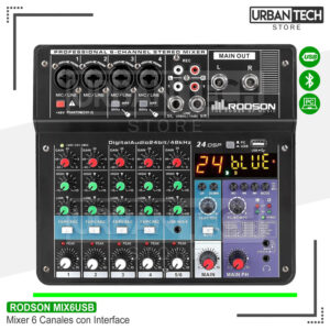 Mixer 6 Canales C/Interfaz Rodson Mix6Usb
