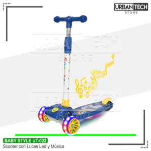 Scooter Plegable Con Luces Led Baby Style Ut-022 Bl