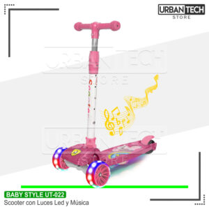 Scooter Plegable Con Luces Led Baby Style Ut-022 Pnk