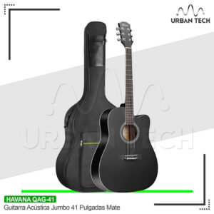 Guitarra Acústica Jumbo Havana 41 Pulgadas QAG41 Negro Mate