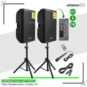 Pack Parlantes Activo y Pasivo 15″ Rodson Air115Pro